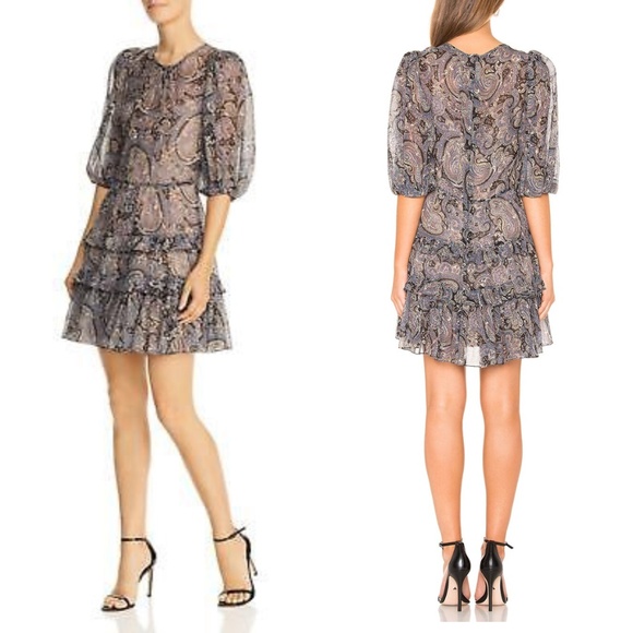 Rebecca Taylor Selene Paisley Voile Dress in Bleu Combo Size 4 - Picture 8 of 8